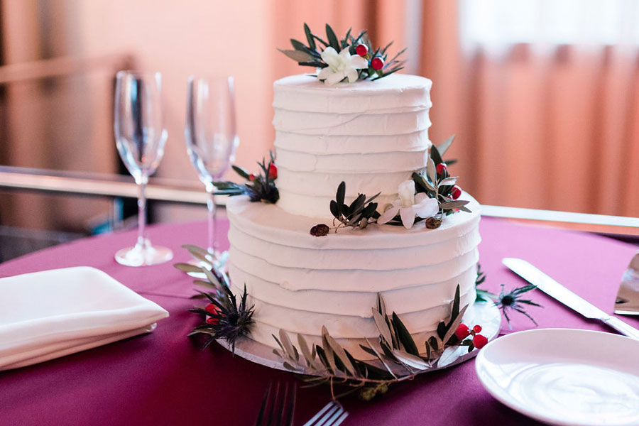 Berries on a Cake at Winter Wedding at Phoenixville Foundry