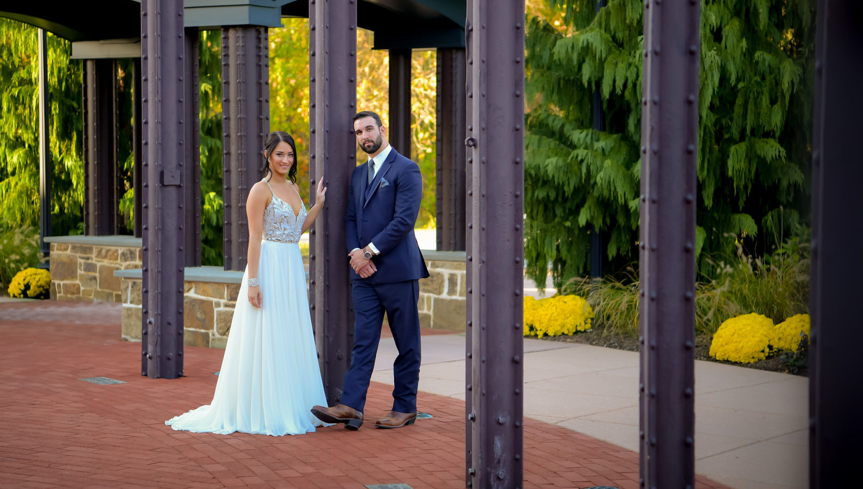 Bride and Groom Wedding Party outside Pheonixville Foundry