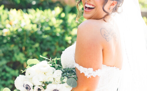 Smiling Bride with Florals