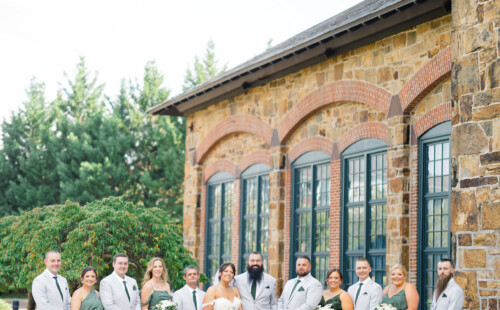 Wedding party posing